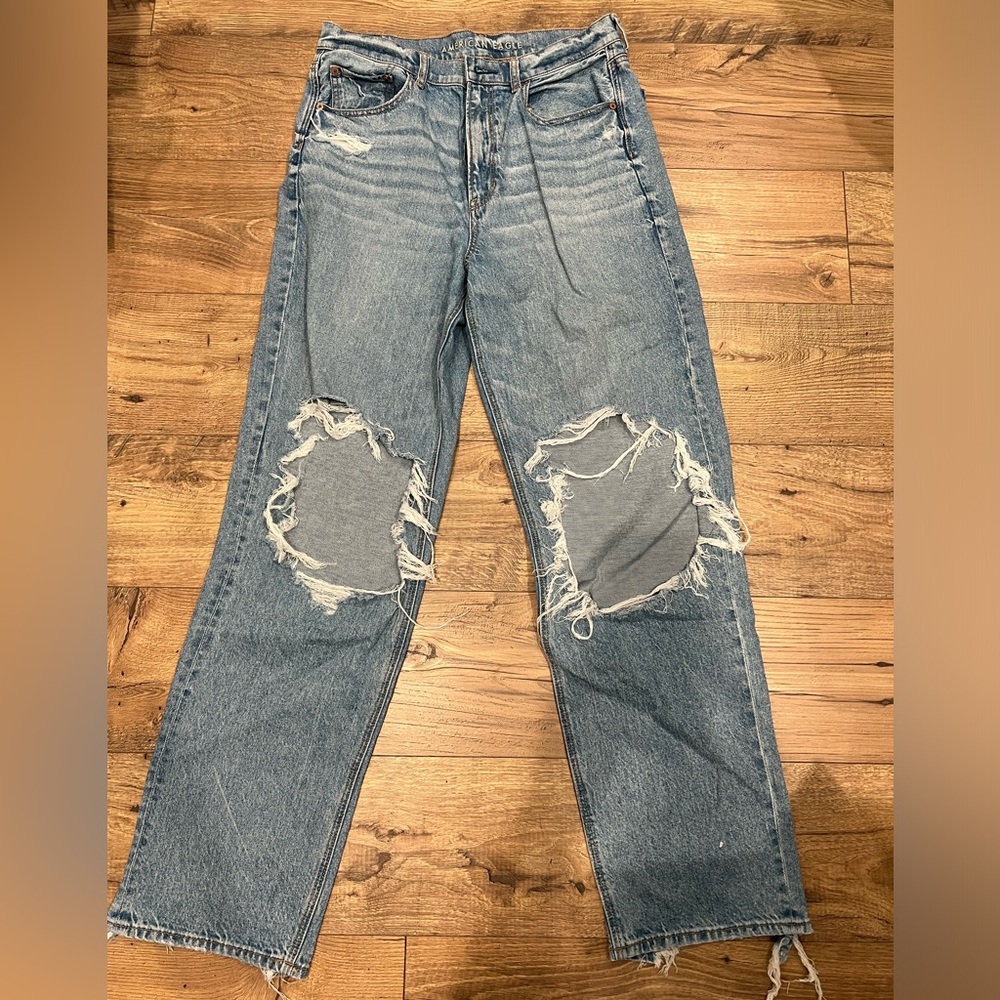 American Eagle Highest Rise Baggy Straight Jeans size 12 long